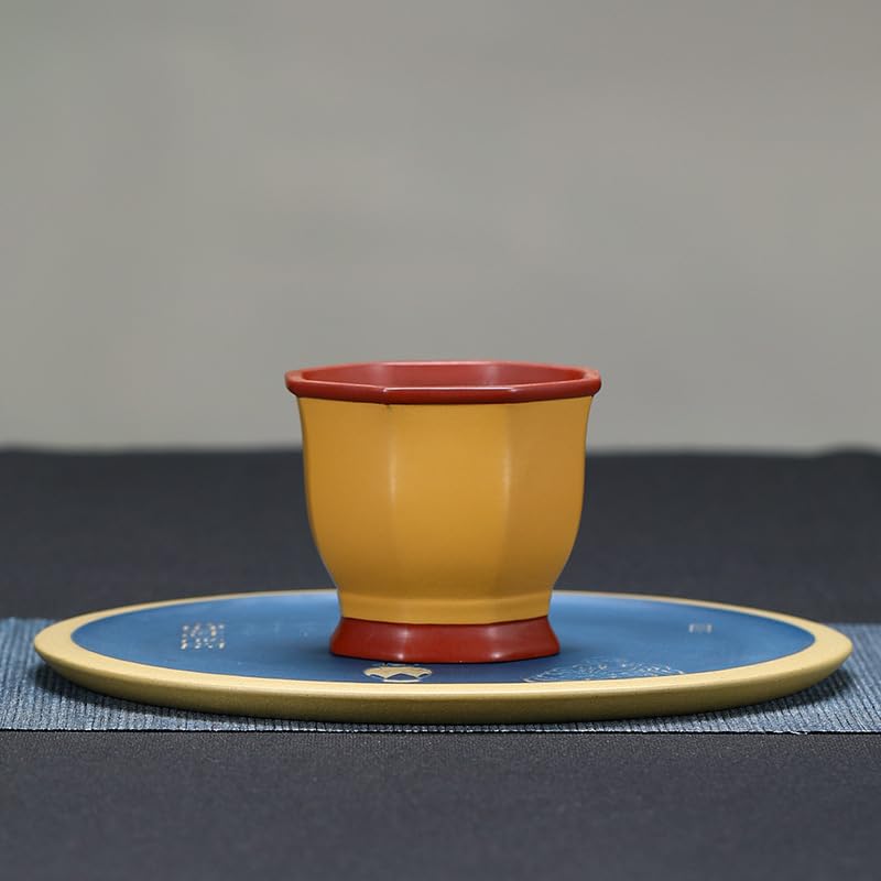 Kleine Teetassen 3er-Pack Teetassen aus lila Ton im Vintage-Stil mit Drachenmuster, handgefertigte chinesische Gongfu-Teetassen