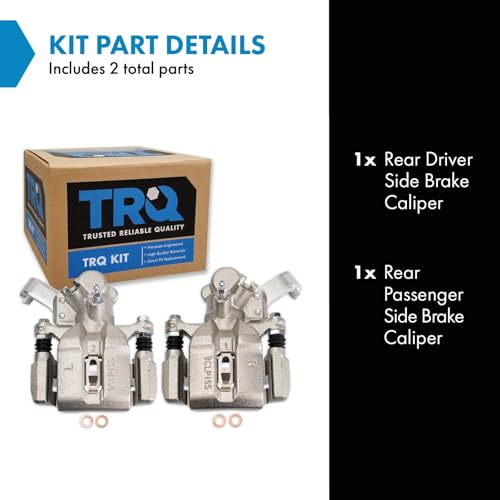 Image of TRQ Rear Brake Caliper Set Zinc Coated Hardware Brackets Compatible with 2007-2013 Suzuki SX4