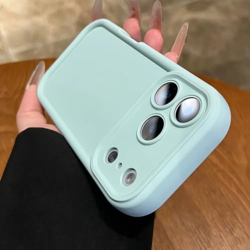 Coque iPhone 14 Pro Max silicone liquide bleu bonbon protection caméra antichoc souple