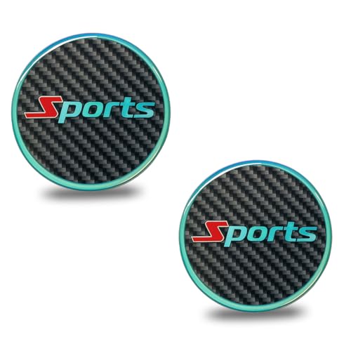 KPFILEH 2PCS Car Cup Holder Coaster, 2.7 Inch Carbon Fiber Non-Slip Embedded Drink Mat, Luminous Cup Holder Insert Coaster Pad, Universal Car Interior Decoration Accessories for Women Men(Sport)