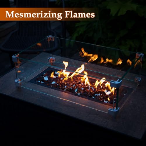 Image of Pulovin 10 lbs Fire Glass for Propane Fire Pit, 1 /2 Inch Fire Pit Glass Rocks for Gas Fireplace, Reflective Glass Rocks for Fire Pit Table, Copper