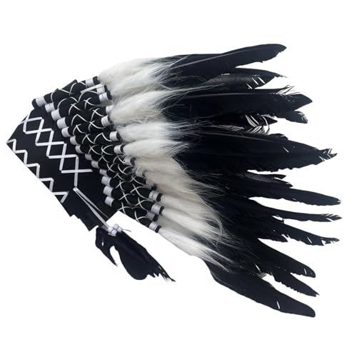 Coiffe authentique à plumes style ethnique accessoire cheveux pour fête Halloween