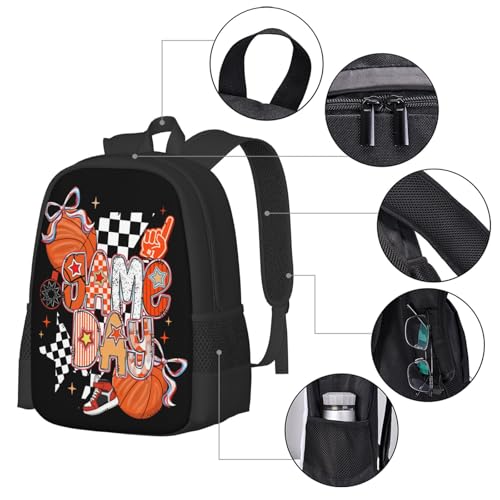 Retro Basketball Lightning Bolt Game Day Backpack Large Capacity Backpacks Leisure Travel Daypack 12.5X5.5X16.5 inch3