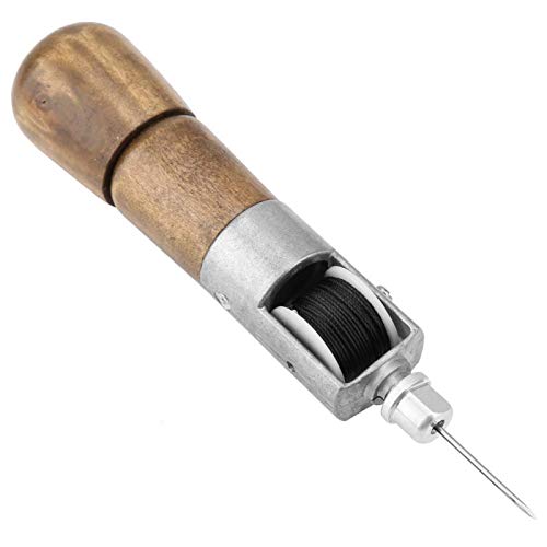Leather Sewing Awl Repair Kit, Speedy Stitcher with 2 Needles Waxed Thread, Handheld Sewing Machine for Shoes Bags, Belts