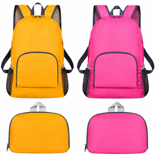 Set de 2 mochilas plegables ligeras 20 litros rojas y naranjas