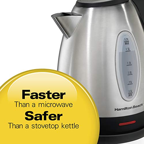 Hamilton Beach Electric Tea Kettle, Water Boiler & Heater, 1.7 L & 2 Slice Extra Wide Slot Toaster With Shade Selector, Toast Boost, Auto Shutoff, Black (22633) #TOP2