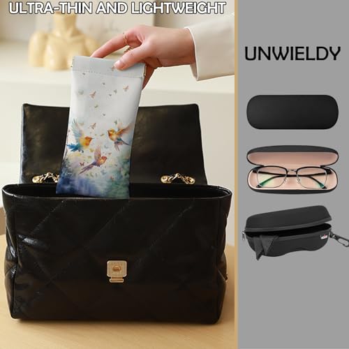 Image of 2 PCS Glasses Eyeglass Sunglasses Case Pouch Soft PU Leather Cute Aesthetic with Cleaning Cloth for Boys Men Man