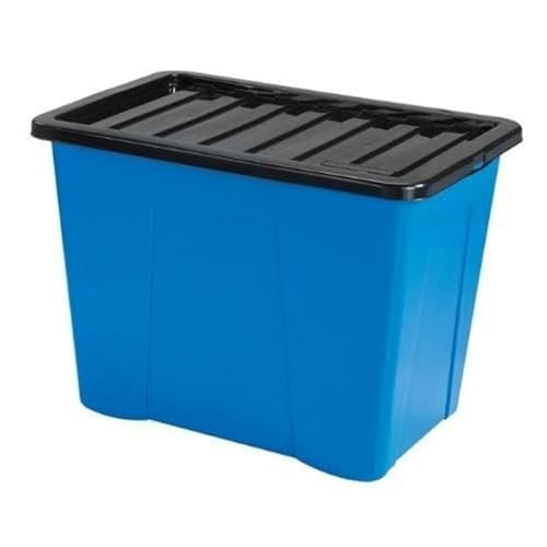 Neat. Plastic Storage Box with Black Lid – Durable, Versatile & Space-Efficient Container with Secure Clip Lock, and Stackable Design, Storage in Garages, Closets, Office, Blue, Pack of 2