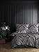 Produktbild ZIRVEHOME Bettwäsche 240x220 cm. 3 teilig Set. Anthrazit, 100% Baumwolle/Renforcé mit reißverschluss atmungsaktiver bettbezug grau barock Gemustert Kissenbezug 80x80 cm. Majeste