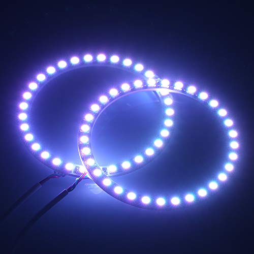 Andoer DC12V 13W 2 × 100MM RGB Multi-colorido LED Angel Eyes Halo Ring SMD5050 com controle remoto B