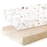 GRSSDER Stretchy Ultra Soft Jersey Knit Changing Pad Cover Set 2 Pack, Stylish Breathable and Come with the Buckle Strap Holes, Universal Fitted Safe and Snug