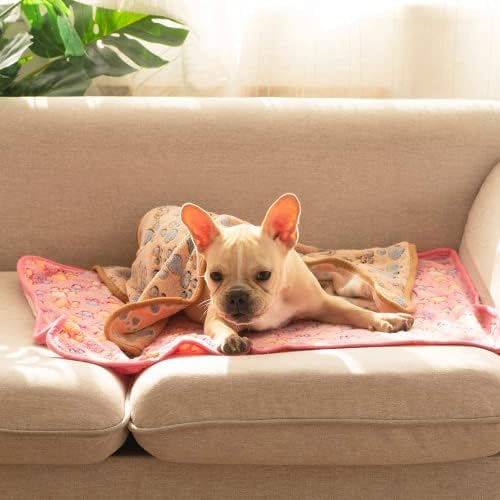Pet Soft Dog Blankets Small - Fluffy Cats Dogs Blankets for Small Dogs, Cute Paw Print Pet Throw Puppy Cozy Blankets 3 Pack