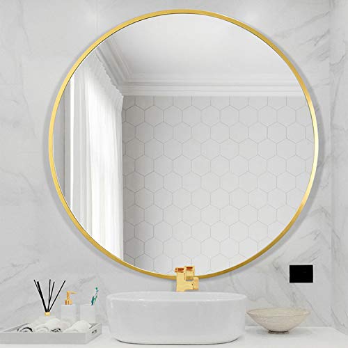 LYNSLIM 24” Golden Metal Frame Round Vanity Mirror - Decorative Wall Mirror for Bedroom Bathroom Washroom Living Room Entrance Mirror