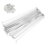 PATIKIL 14G Bicycle Spokes 179 Mm/7.05 Inch, 36 Pcs Stainless Steel J Bend 2mm Mountain Bike Spokes with Brass Nipples for City Road Bike Electric Bike MTB Wheel Spokes, Silver