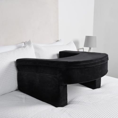 Image of CUSHIO Lap Desk Pillow for Working on Laptop, Reading & Gaming | Ergonomic Memory Foam Desk Table with Arm Rest | Perfect for Using on Bed, Sofa & Floor (Black)