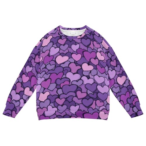 JUNZAN Purple Hearts Day Purple Hearts Kids Girls Pullover Hoodie Crewneck Sweatshirt With Hoodie Sports 4T