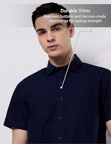 Image of Symbol Premium Men's Cotton Poplin Casual Shirt - Regular Fit | Half Sleeve | Pure Cotton (Available in Plus Sizes)