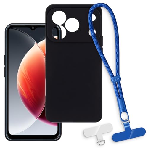 OAGELIM 2-in-1�ی�P�[�X�ƃ��X�g�X�g���b�v Blackview Wave 7C �Ƃ̌݊������� ���O���\�ȃ��j���[�h�t���d�b�J�o�[�A����~�ߕ����h�~�O���b�v�n���h�� (�u���b�N + �u���[)