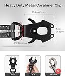 Heavy Duty Dog Leash Bungee, 4-6FT Shock Absorbing Tactical Dog Leash with 2 Padded Handles, No Pull Reflective Dog Leash with Metal Carabiner Clip for Medium Large Dogs(Black)