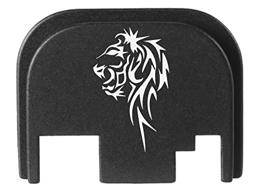 NDZ Performance Rear Slide Cover Back Plate for Glock Gen 1-4 Laser Engraved Hardcoat Anodized Aluminum in Black - Tribal Lion