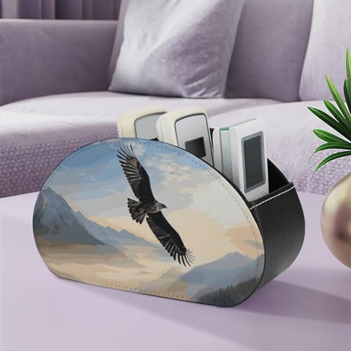 Organiseur de télécommande en cuir Eagle Mountains à 5 compartiments pour bureau - 6