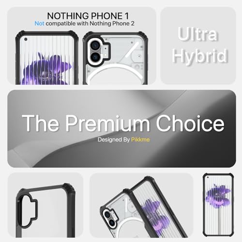 Image of Pikkme Back Cover for Nothing Phone 1 | Ultra Hybrid Shockproof Case | Full Camera Protection | Raised Edges | Clear Transparent Bumper Case (Black)