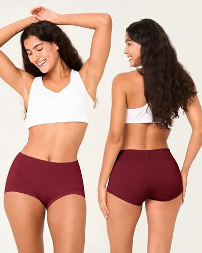 Image of BAMBOO COOL Womens Boy Shorts Underwear Full Coverage High Waist Boxer Briefs Panties for Women 5 Pack