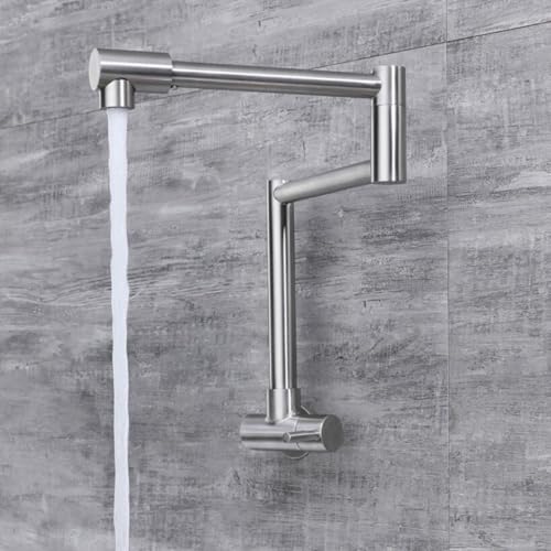 Robinet de Cuisine Mural à Eau Froide en Acier Inoxydable 2 Modes