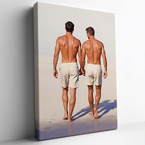 Gay Wall Decor-Two Men Embracing Canvas Art Print Gay Themed