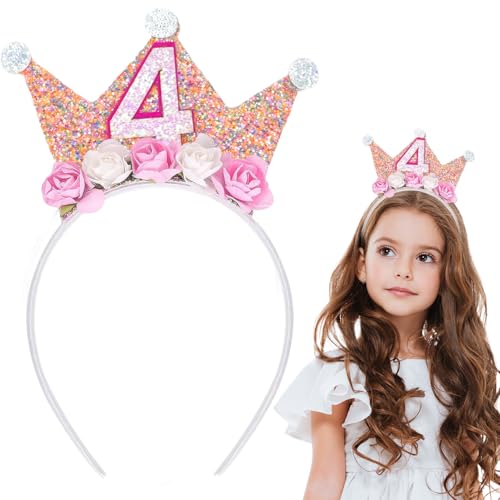 SUBTAVIK Geburtstagsstirnband, 4-jährige Geburtstagskrone,...