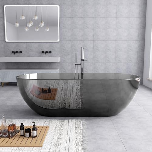 69'' Grey Freestanding Tubs Bathtub Solid Surface Resin Stone Bathtubs