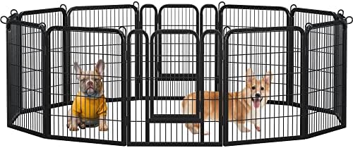 Yaheetech 16 Panel Dog Playpen 63cm High Heavy Duty Pet Pen for Puppy/Rabbit/Cat/Small Animals Metal Exercise Fence Barrier for Indoor/Outdoor