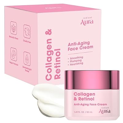Collagen & Retinol Face Cream Dermatologist Tested, Anti Aging, Korean Skin Care Firming, Anti Wrinkle, Hydrating Moisturizer, Pore Care Vegan, Clean Beauty 1.69 Fl Oz