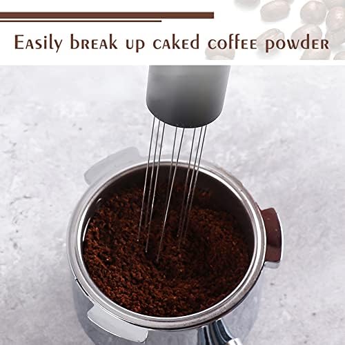 Coffee Tamper Espresso Needle Distributor Stirrer tool, 304 Stainless Steel (Black)