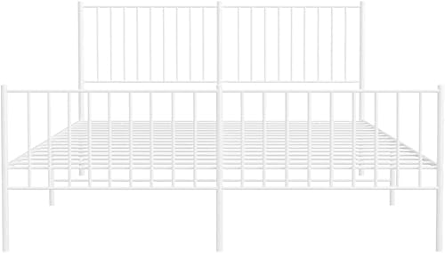 Miniatura 5 de Metal Bed Frame with Headboard Bed Frame Full Platform Bed Full Metal Bed Frames Full Bed Frame with Headboard and Footboard White 59.8"x78.7"