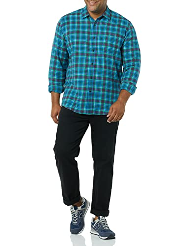Image of Amazon Essentials Men's Regular Fit Long-Sleeve Flannel Shirt, Soft Brushed Cotton, Lightweight yet Warm