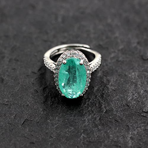 Uloveido Dainty Simulated Paraiba Tourmaline Ring Adjustable Size Halo Solitaire Wedding Bridal Rings Platinum Plated4