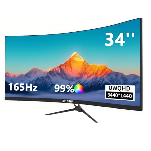 CRUA 34Inch Ultrawide Gaming Monitor,(3440 * 1440P) 165Hz Curved Monitor,99{934546dd68981530f9c3e5ef8579c0de380adb54e181725e6932c4ea111b1a16} sRGB,Computer Monitor Supports AMD Freesync,Wall Mountable Installs(HDMI,DP) WQHD Monitor for Gaming,Photo Editing CRUA 34Inch Ultrawide Gaming Monitor,(3440 * 1440P) 165Hz Curved Monitor,99{934546dd68981530f9c3e5ef8579c0de380adb54e181725e6932c4ea111b1a16} sRGB,Computer Monitor Supports AMD Freesync,Wall Mountable Installs(HDMI,DP) WQHD Monitor for Gaming,Photo Editing