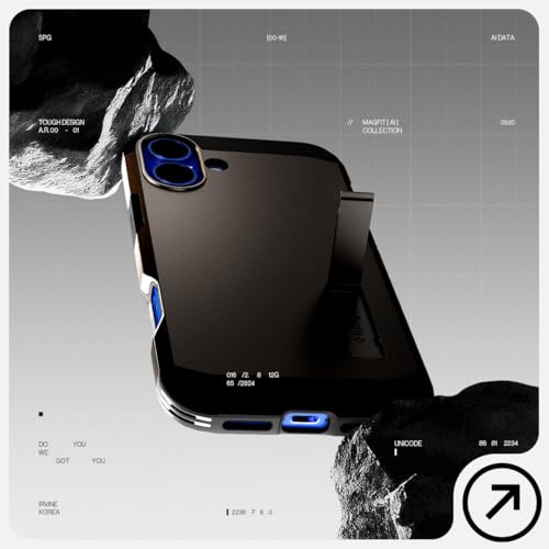 Image of Spigen for iPhone 16 Case, Tough Armor (Ai) MagFit [Compatible with Magsafe] [Kickstand] [Military-Grade Protection] - Gunmetal