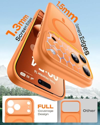 Image of keeshar MagPro case for Apple iPhone 17 Pro with Camera Protection MagSafe Compatible Protective Cover with Strong Magnetic Adsorption Shockproof Armor Polycarbonate Translucent Matte Orange