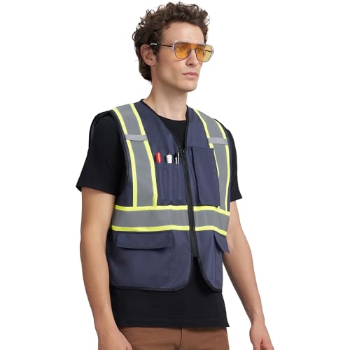 Image of A-KSAFETY High Visibility Safety Vest for Men Women with Pockets and Zipper