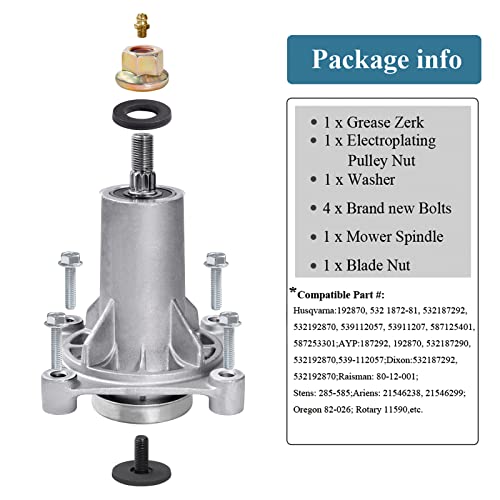 Parts Camp 2 Pack 587819701 187292 192870 532187281 532187292 567253301 587125401 Mower Deck Spindle for Husqvarna yth22v46 yth24v48 Ariens 21546238/21546299 42\" 46\" 48\" 54\" Mandrel Assembly