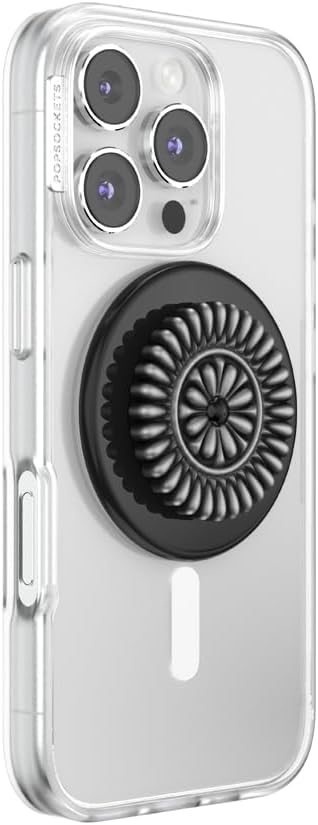 PopSockets Phone Grip for MagSafe, Magnetic Holder, Phone Stand, Enamel - Enamel Stamped Black