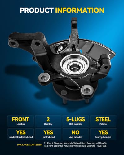 Image of PHILTOP 2PCS Front Steering Knuckle & Wheel Bearing Hub Assembly Compatible with Ford Escape 2005-2012, Mercury Mariner 2005-2011,Passenger and Driver Side Replaces 698-404, 698-405