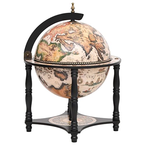Mueble bar globo terráqueo de madera maciza negra con botellero de diseño exclusivo