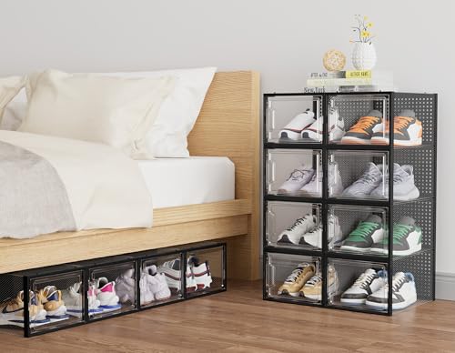 HOMIDEC Shoe Storage, 12 Pack Shoe Organizer for Closet, Shoe Boxes Clear Plastic Stackable Shoe Containers with Lids for Size 13 by HOMIDEC - Image 7