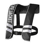 Automatic Inflatable Life Jacket with Dual Safety System, 150N Adult PFD Vest for Boating, Kayaking, Paddle Boarding and Water Sports(Automatic Life Jacket - Black)