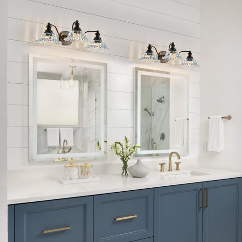 Image of XIEDUN Blue and Black 3 Light Vanity Light Bathroom Vanity Light Fixture
