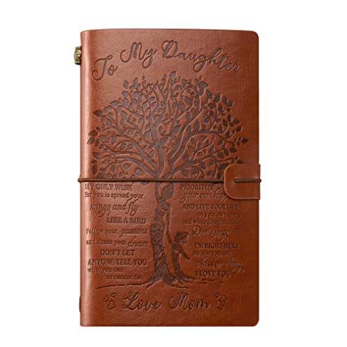 Journal en cuir rechargeable de 136 pages, arbre de vie gravé pour fille