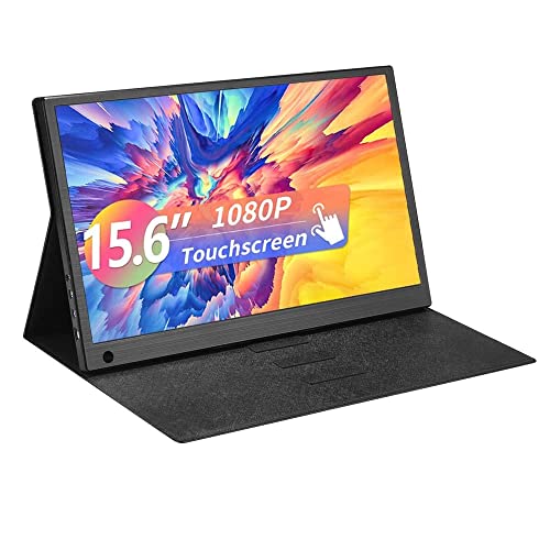 Miracle Digital 15.6” (39.624 Cm) Portable Ultra Touch Monitor Hi-Def 1920 x 1080 Pixels (2K Full HD) Eye Care IPS Monitor 2-Way Powered 60W USB- C with Smart Metal Stand with Leather Case Cover